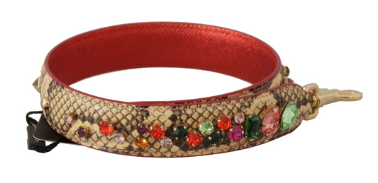 Dolce &amp; Gabbana Beige Exotic Leather Crystals Shoulder Strap