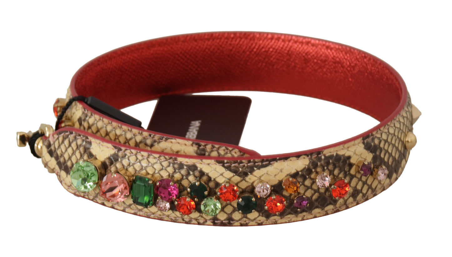 Dolce &amp; Gabbana Beige Exotic Leather Crystals Shoulder Strap