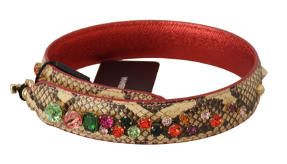 Dolce &amp; Gabbana Beige Exotic Leather Crystals Shoulder Strap