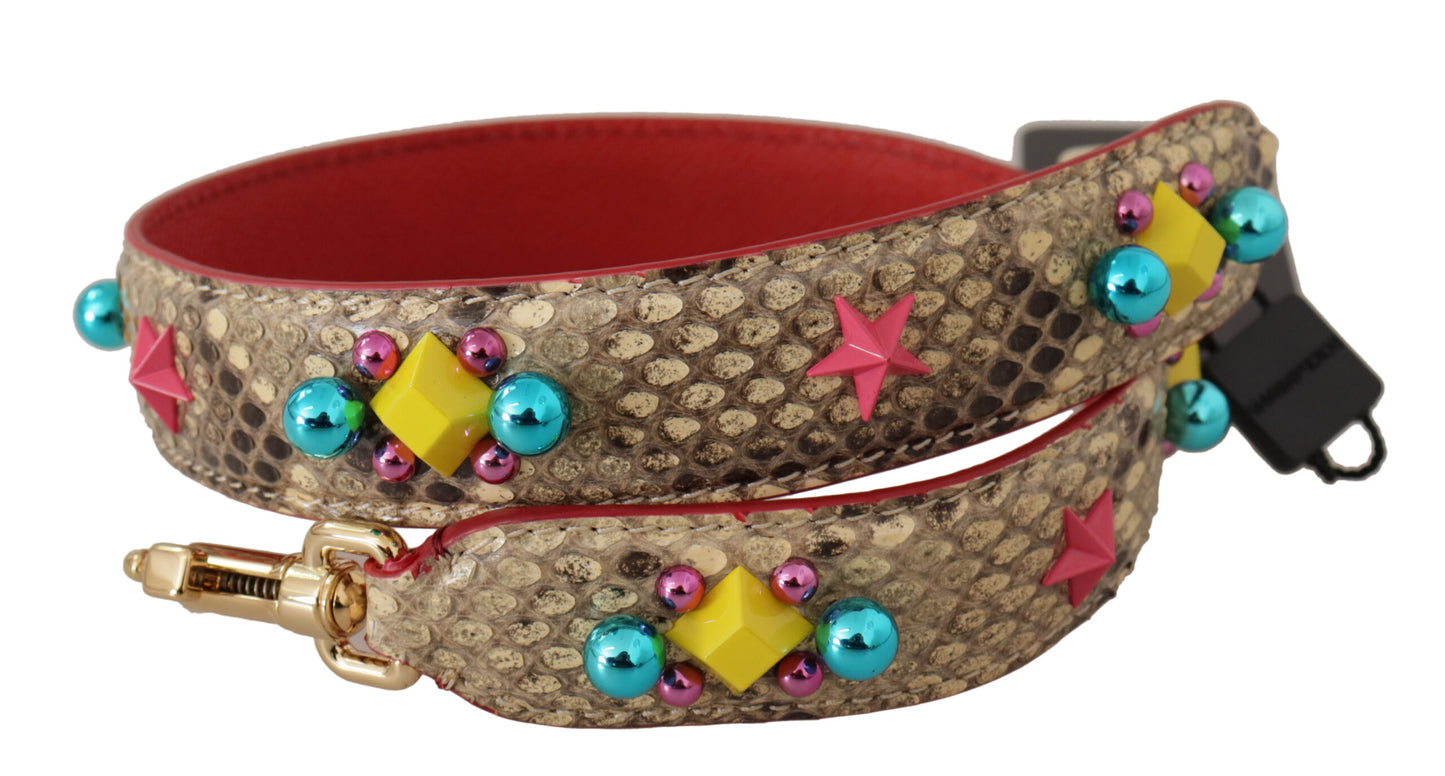 Dolce &amp; Gabbana Beige Python Leather Crystals Shoulder Strap