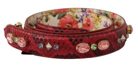 Dolce &amp; Gabbana Red Exotic Leather Crystals Reversible Shoulder Strap