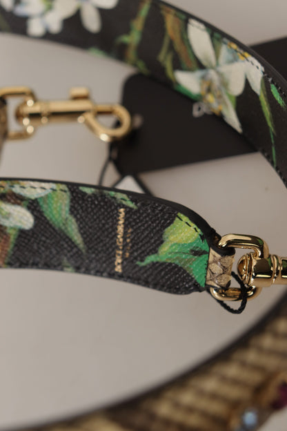 Dolce &amp; Gabbana Beige Exotic Leather Crystals Reversible Shoulder Strap