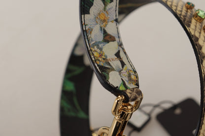 Dolce &amp; Gabbana Beige Exotic Leather Crystals Reversible Shoulder Strap