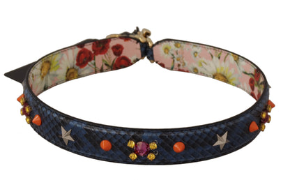 Dolce &amp; Gabbana Blue Exotic Leather Crystals Reversible Shoulder Strap