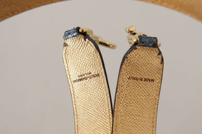 Dolce &amp; Gabbana Blue Exotic Leather Crystals Shoulder Strap