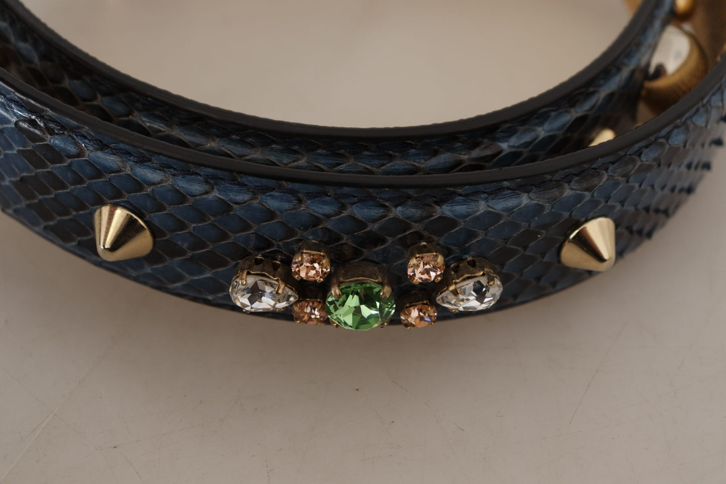 Dolce &amp; Gabbana Blue Exotic Leather Crystals Shoulder Strap