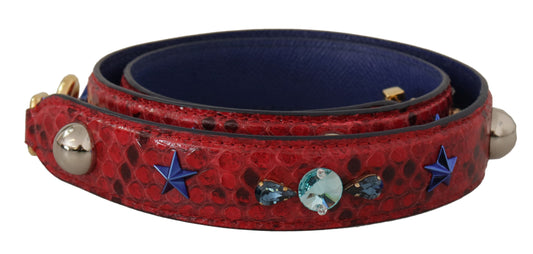 Dolce &amp; Gabbana Red Exotic Leather Crystals Shoulder Strap