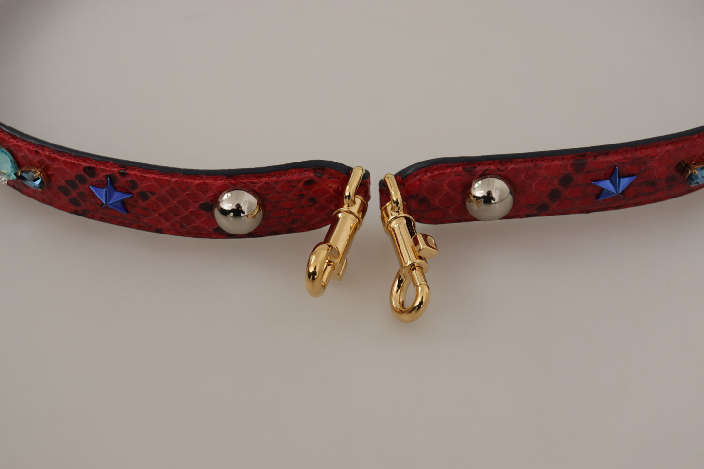 Dolce &amp; Gabbana Red Exotic Leather Crystals Shoulder Strap