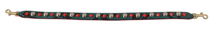 Dolce &amp; Gabbana Green Crystals Leather Bag Shoulder Strap