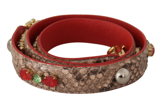 Dolce &amp; Gabbana Brown Python Leather Crystals Shoulder Strap