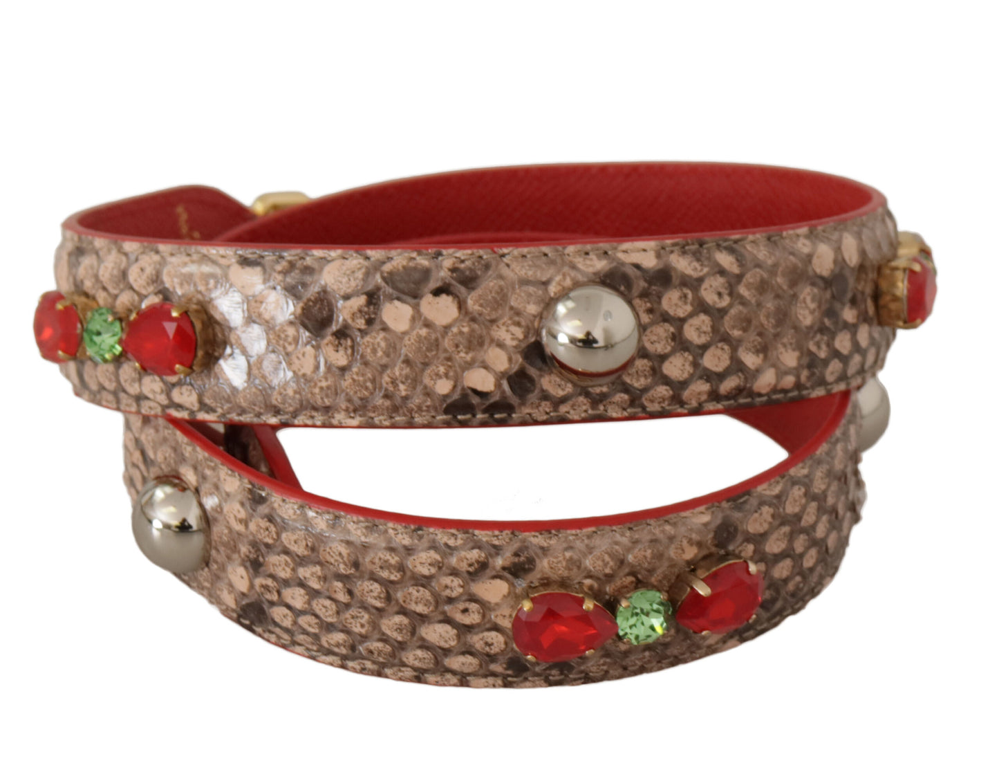 Dolce &amp; Gabbana Brown Python Leather Crystals Shoulder Strap