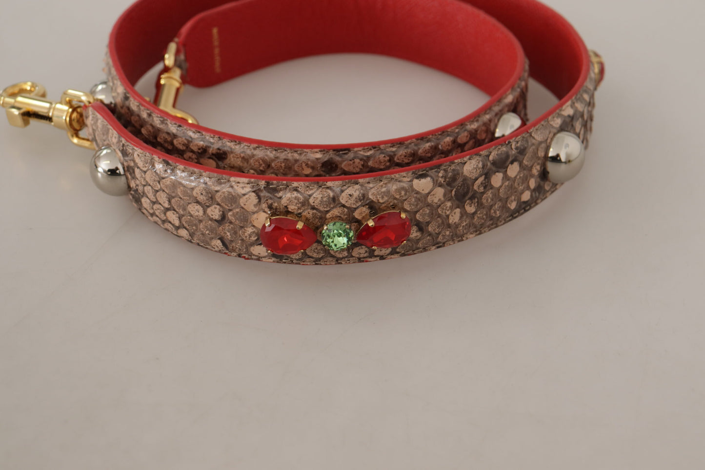 Dolce &amp; Gabbana Brown Python Leather Crystals Shoulder Strap