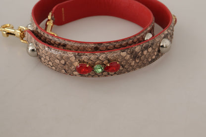 Dolce &amp; Gabbana Brown Python Leather Crystals Shoulder Strap