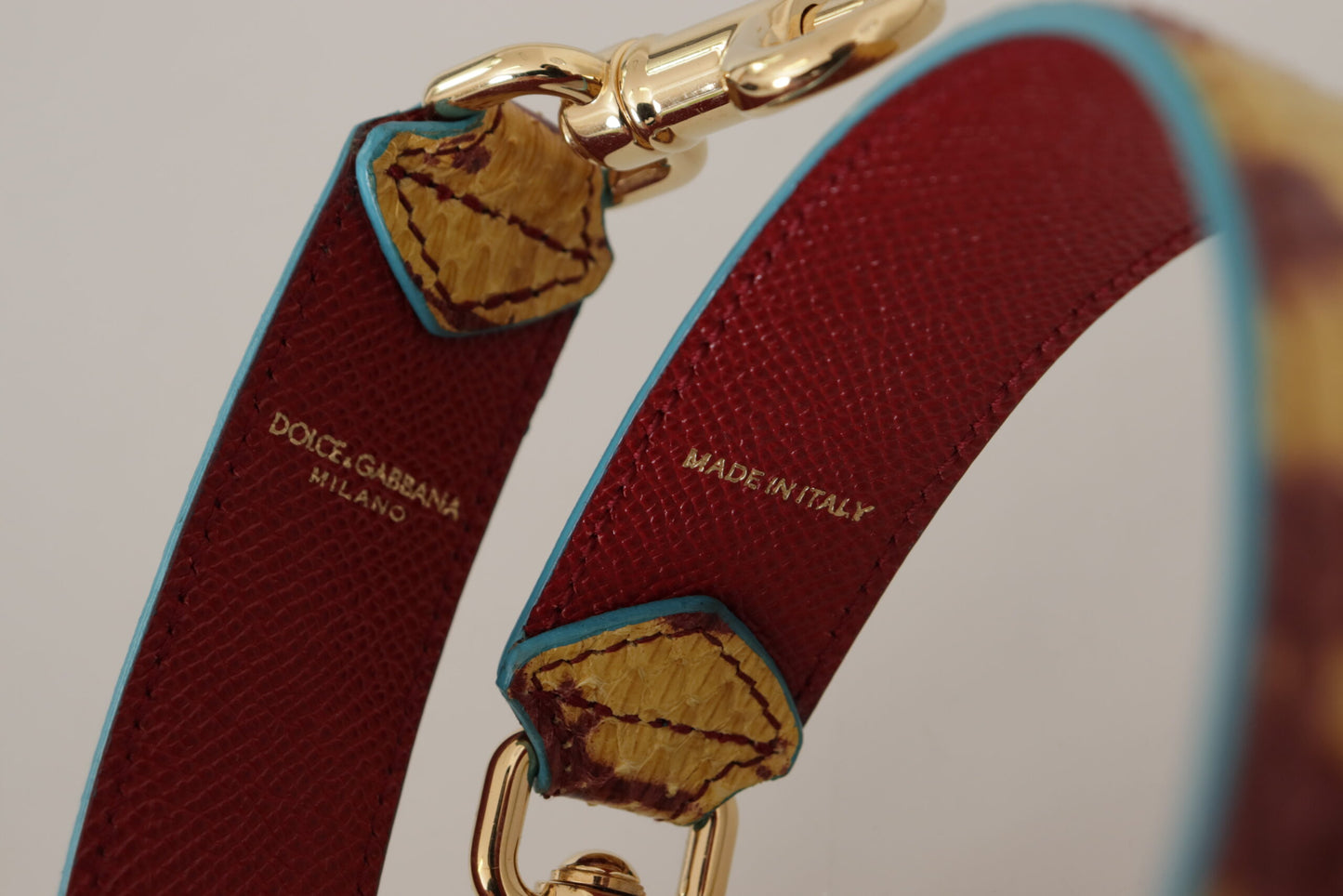 Dolce &amp; Gabbana Yellow Red Leather Gold Tone Shoulder Strap
