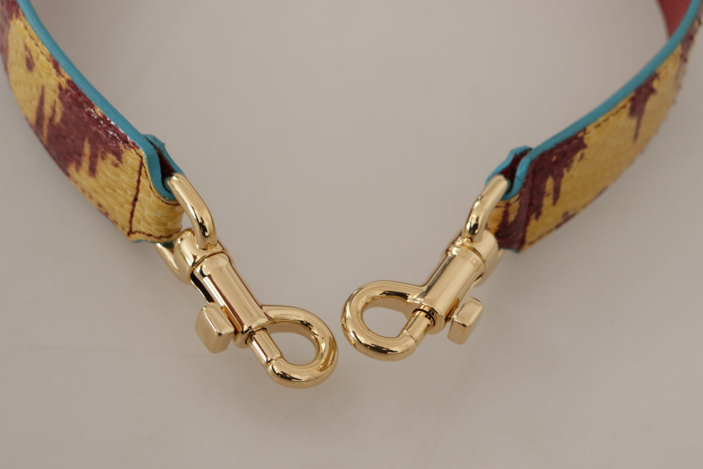 Dolce &amp; Gabbana Yellow Red Leather Gold Tone Shoulder Strap