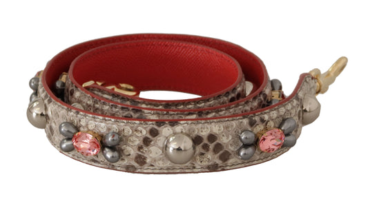 Dolce &amp; Gabbana Beige Exotic Leather Studded Shoulder Strap