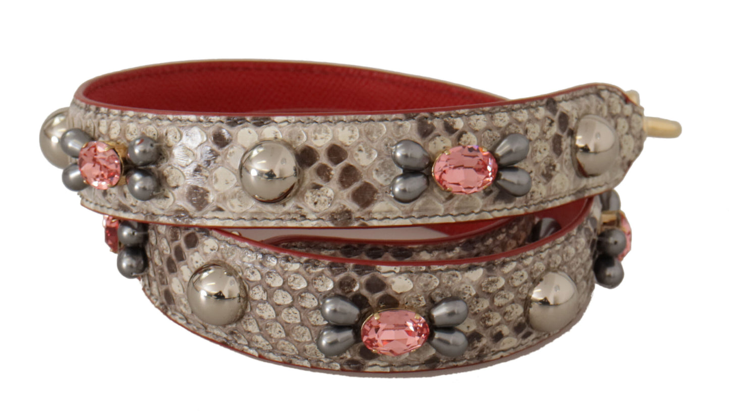 Dolce &amp; Gabbana Beige Exotic Leather Studded Shoulder Strap