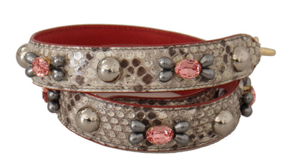 Dolce &amp; Gabbana Beige Exotic Leather Studded Shoulder Strap
