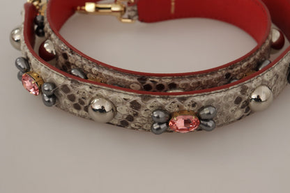 Dolce &amp; Gabbana Beige Exotic Leather Studded Shoulder Strap