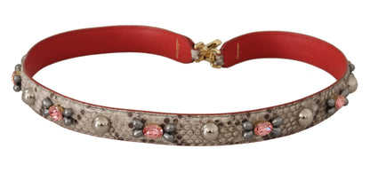 Dolce &amp; Gabbana Beige Exotic Leather Studded Shoulder Strap