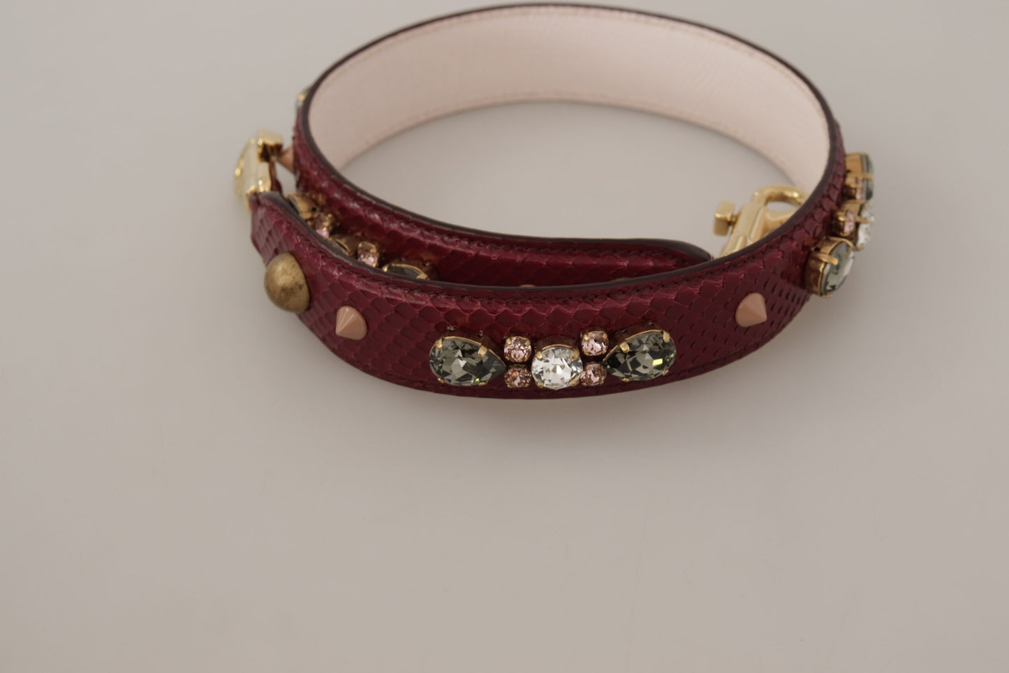 Dolce &amp; Gabbana Bordeaux Leather Crystals Bag Shoulder Strap