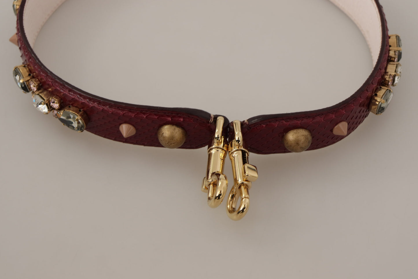 Dolce &amp; Gabbana Bordeaux Leather Crystals Bag Shoulder Strap