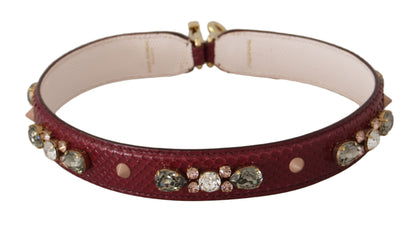Dolce &amp; Gabbana Bordeaux Leather Crystals Bag Shoulder Strap