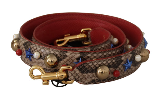 Dolce &amp; Gabbana Brown Python Leather Studded Shoulder Strap