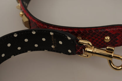 Dolce &amp; Gabbana Red Python Leather Crystals Reversible Shoulder Strap