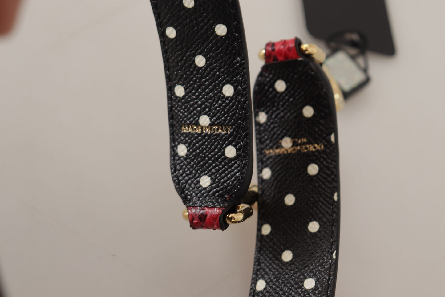 Dolce &amp; Gabbana Red Python Leather Crystals Reversible Shoulder Strap