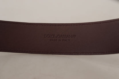 Dolce & Gabbana Maroon Calf Leather Wide Logo Engraved Buckle Belt
