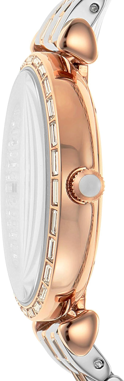 Emporio Armani – Elegante zweifarbige Armbanduhr mit Kristallpavé