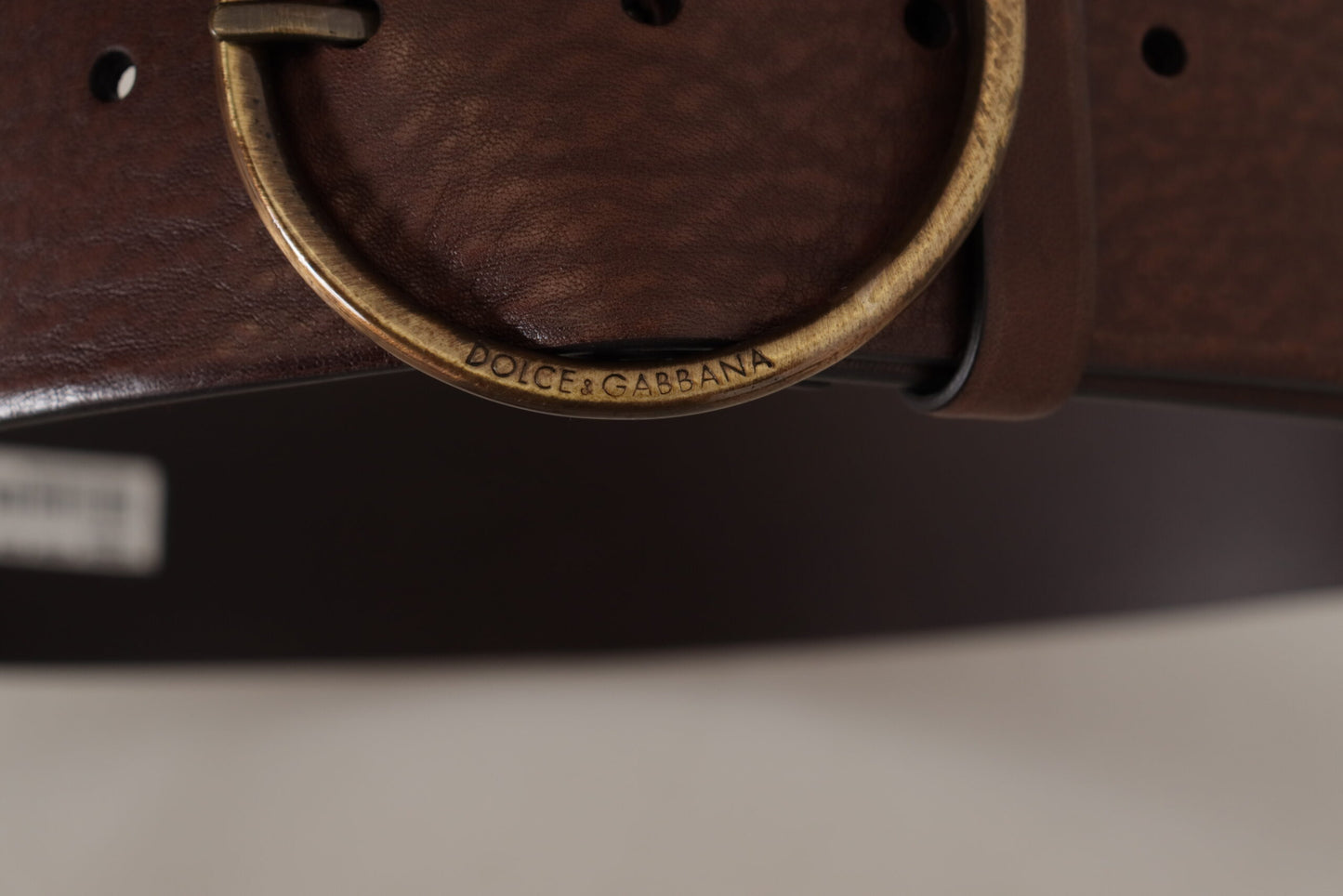 Dolce &amp; Gabbana Brauner Ledergürtel mit breiter Taille und runder Metallschnalle