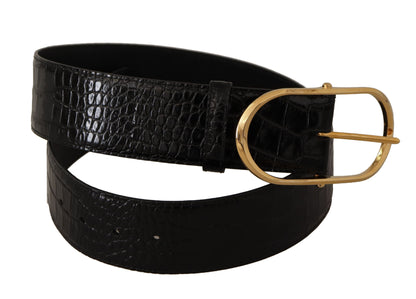 Dolce &amp; Gabbana – Schwarzer Gürtel aus geprägtem Leder mit goldfarbener Metallschnalle