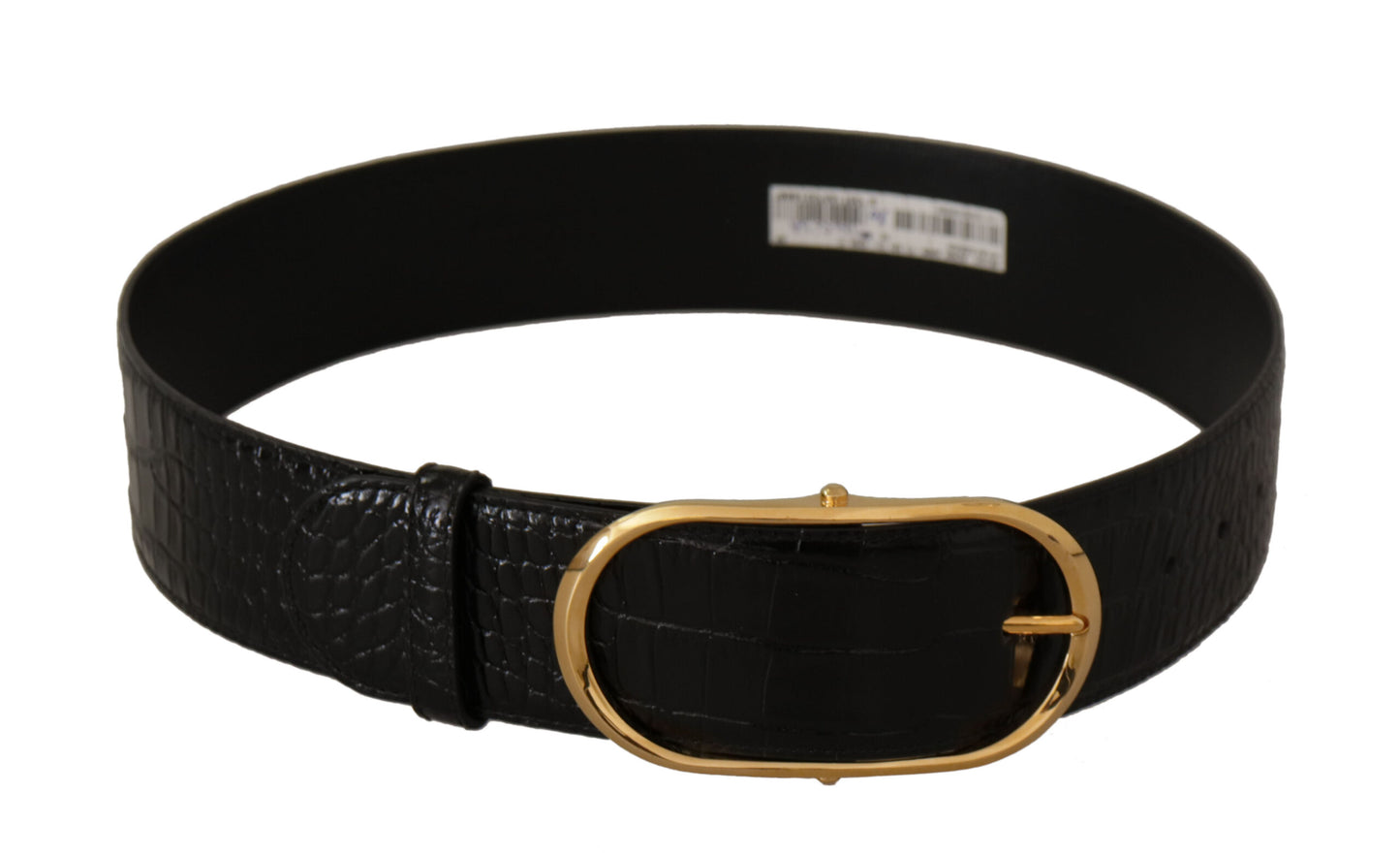Dolce &amp; Gabbana – Schwarzer Gürtel aus geprägtem Leder mit goldfarbener Metallschnalle