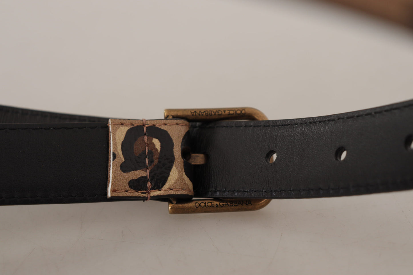 Dolce &amp; Gabbana Brauner Vintage-Gürtel mit Metallschnalle im Leopardenmuster