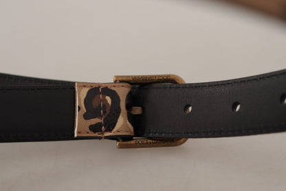 Dolce &amp; Gabbana Brauner Vintage-Gürtel mit Metallschnalle im Leopardenmuster