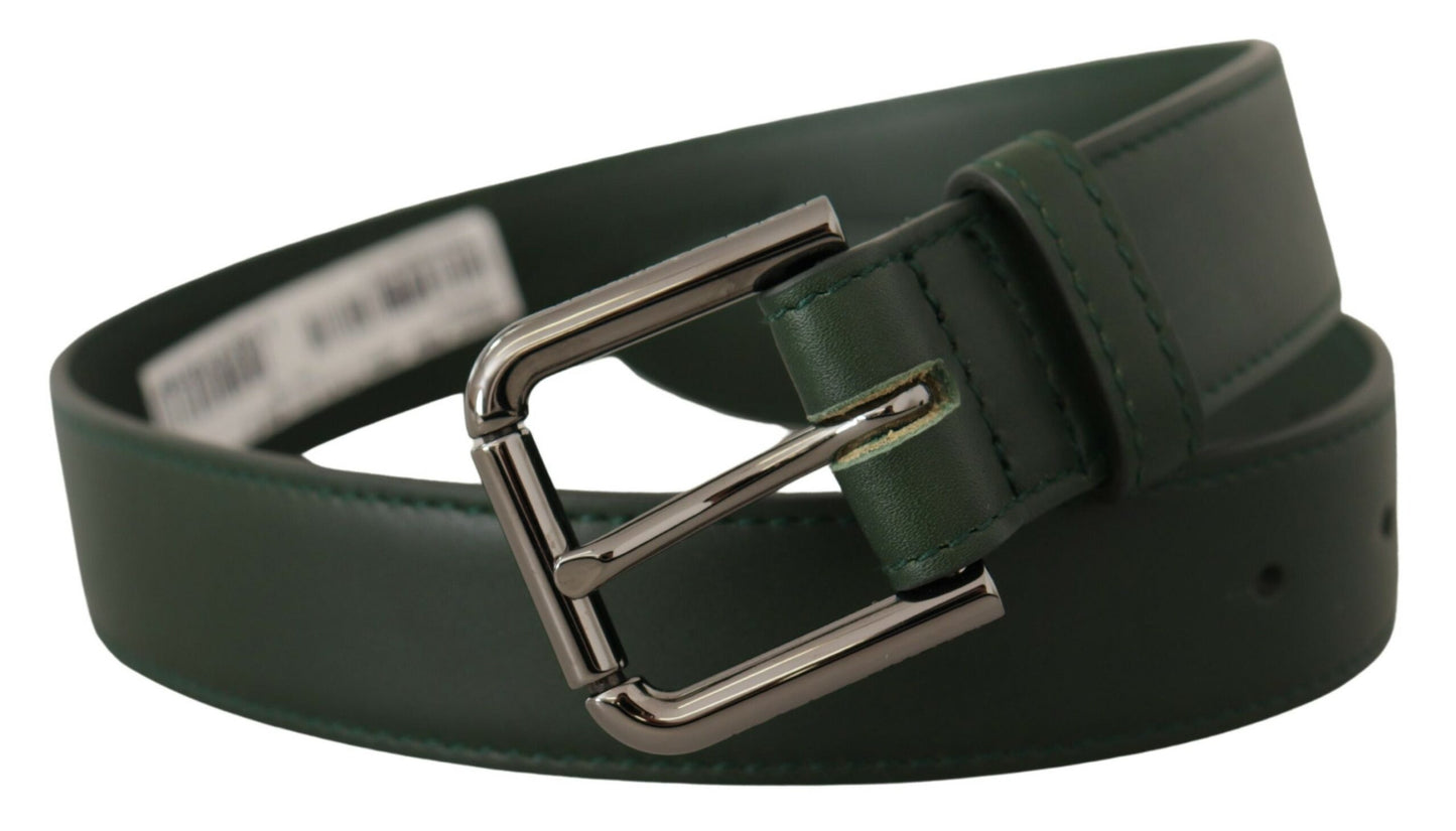 Dolce &amp; Gabbana Armeegrüner Ledergürtel mit Metallschnalle und Logo