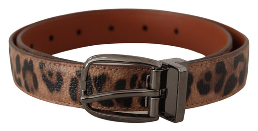 Dolce &amp; Gabbana – Brauner Ledergürtel mit Leopardenprägung und Schnalle