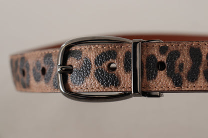 Dolce &amp; Gabbana – Brauner Ledergürtel mit Leopardenprägung und Schnalle