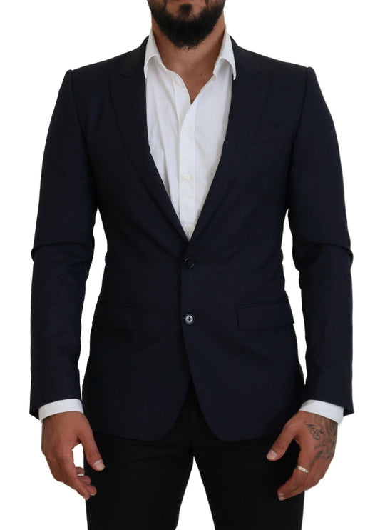 Dolce &amp; Gabbana – Blauer, schmal geschnittener Blazer aus Wolle