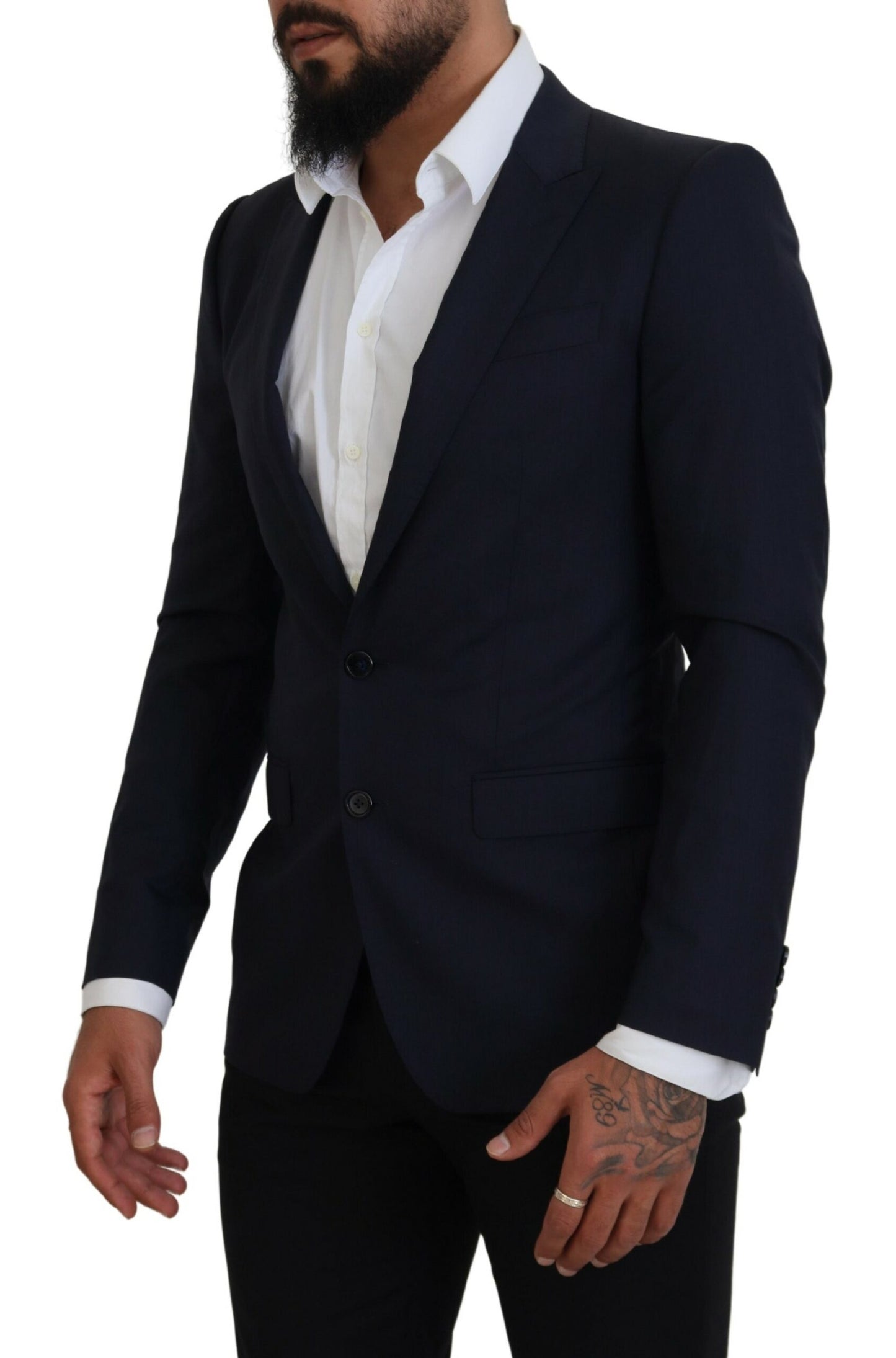 Dolce &amp; Gabbana – Blauer, schmal geschnittener Blazer aus Wolle