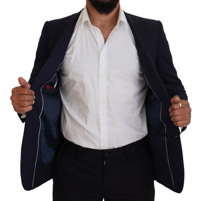 Dolce &amp; Gabbana – Blauer, schmal geschnittener Blazer aus Wolle