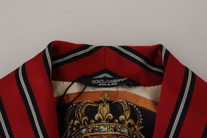 Dolce &amp; Gabbana – Rot gestreifter Morgenmantel mit Martini-Print