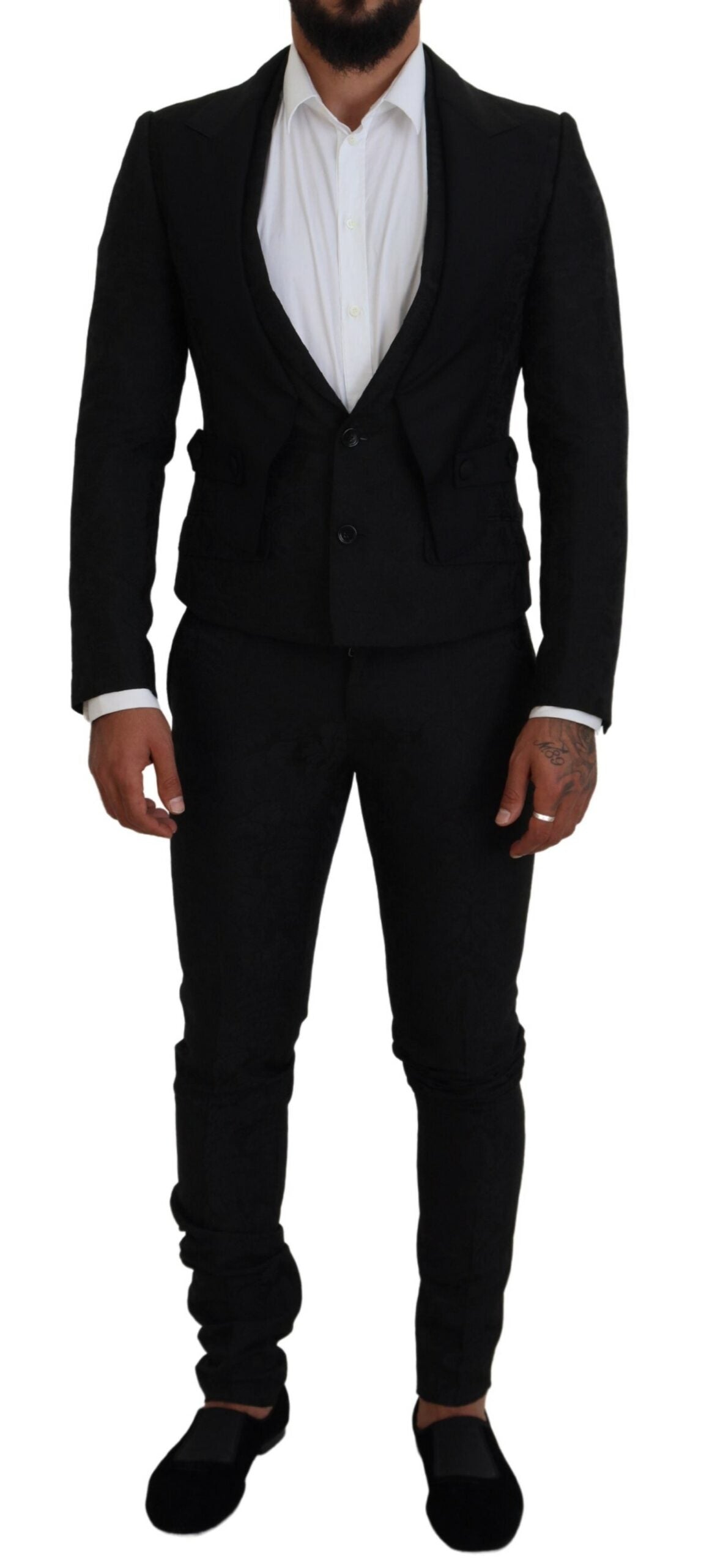 Dolce &amp; Gabbana Black Polyester Men 2 Piece MARTINI Suit