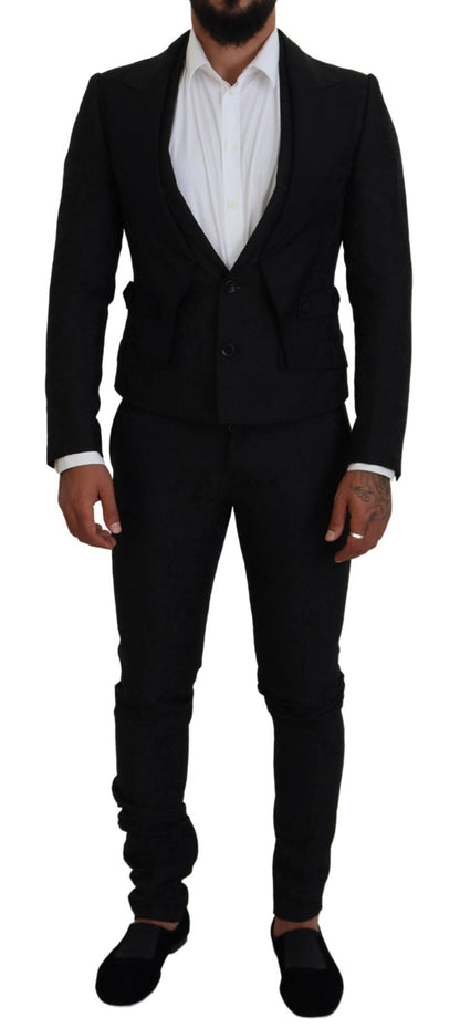 Dolce &amp; Gabbana Black Polyester Men 2 Piece MARTINI Suit
