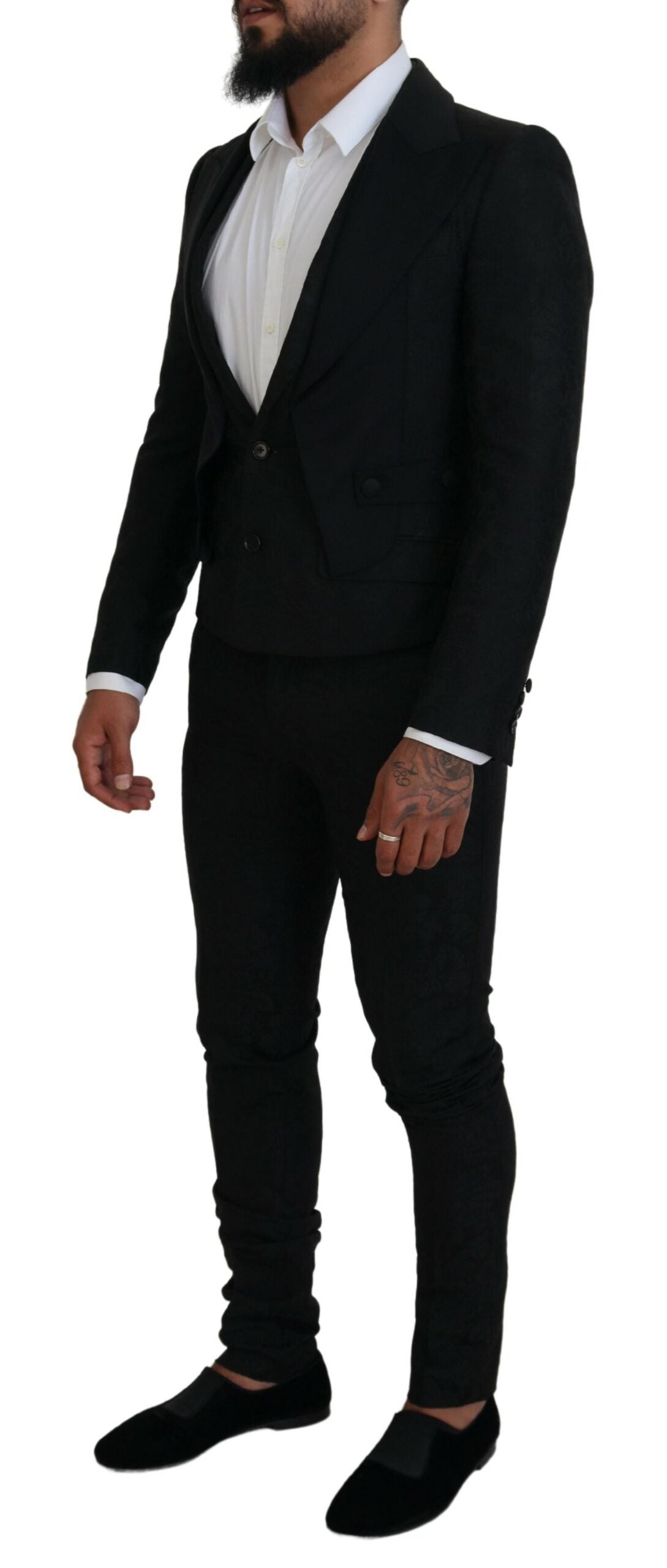 Dolce &amp; Gabbana Black Polyester Men 2 Piece MARTINI Suit