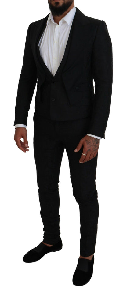 Dolce &amp; Gabbana Black Polyester Men 2 Piece MARTINI Suit