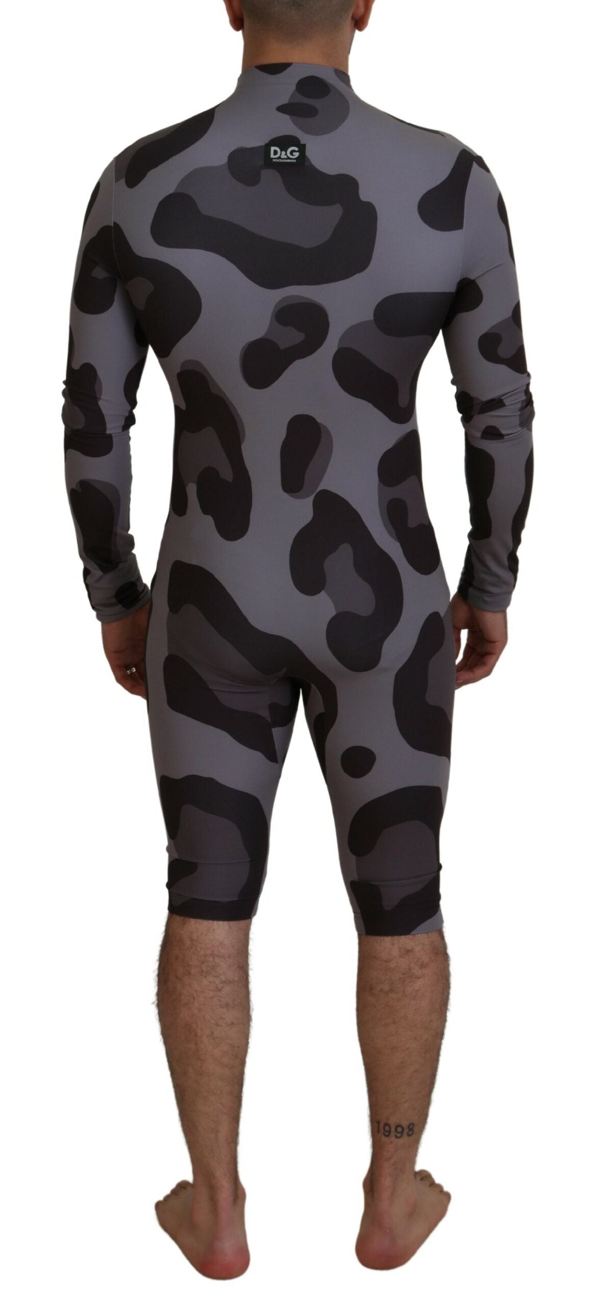 Dolce &amp; Gabbana Gray Patterned Polyester Wetsuit Swimwear