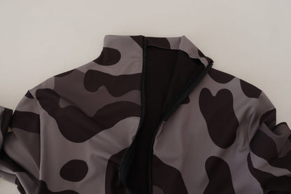 Dolce &amp; Gabbana Gray Patterned Polyester Wetsuit Swimwear